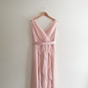 Petal pink blush chiffon bridesmaids dress